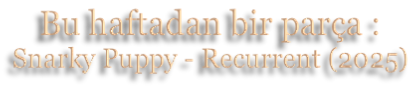 Bu haftadan bir parça : Snarky Puppy - Recurrent (2025)